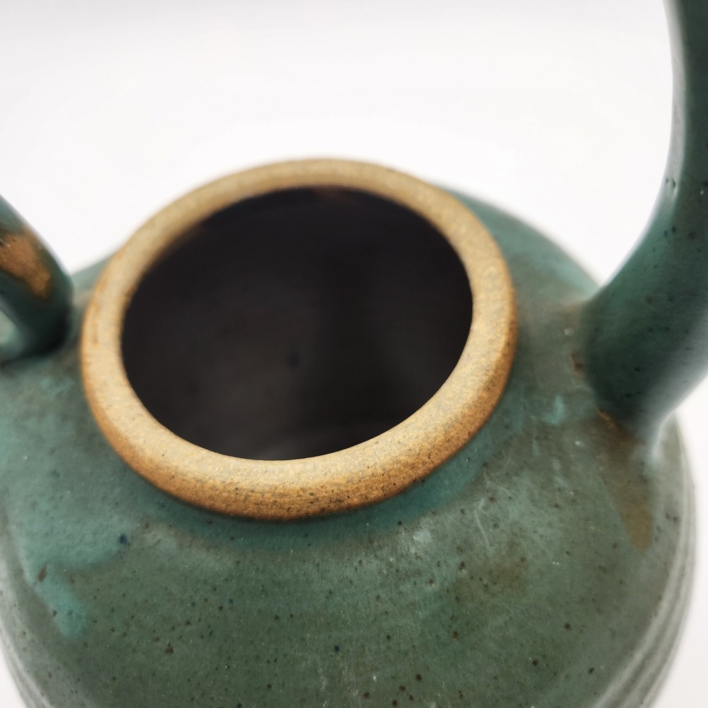 Mounce Studio Pottery Teapot Teal Green Glazed Signed 10.5in Wabi Sabi Organic - Picture 6 of 11